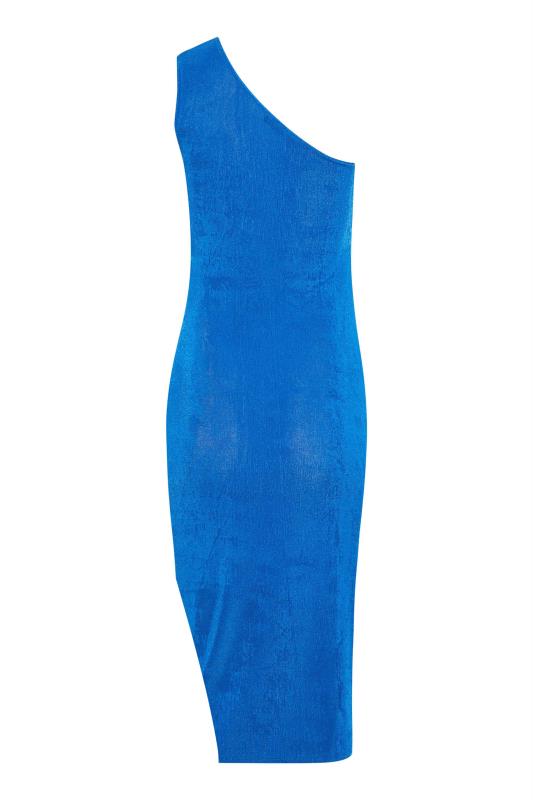 Petite Cobalt Blue Ruched One Shoulder Midi Dress | PixieGirl 7