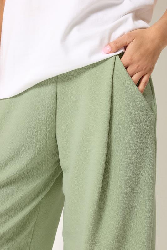 PixieGirl Petite Women's Sage Green Barrel Leg Trousers | PixieGirl 4