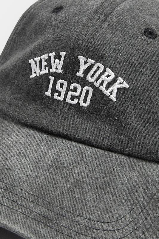 Grey Acid Wash 'New York' Slogan Baseball Cap | Yours Clothing 2