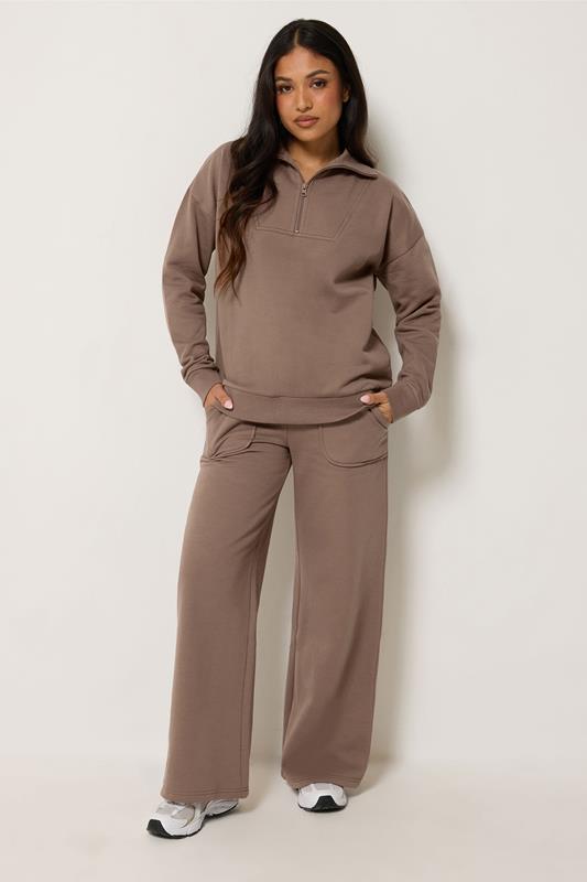  PixieGirl Petite Mocha Brown Wide Leg Joggers