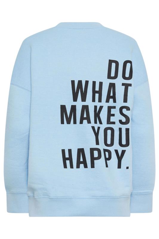 Blue 'Do What Makes You Happy' Slogan Print Oversized Sweatshirt | PixieGirl 6