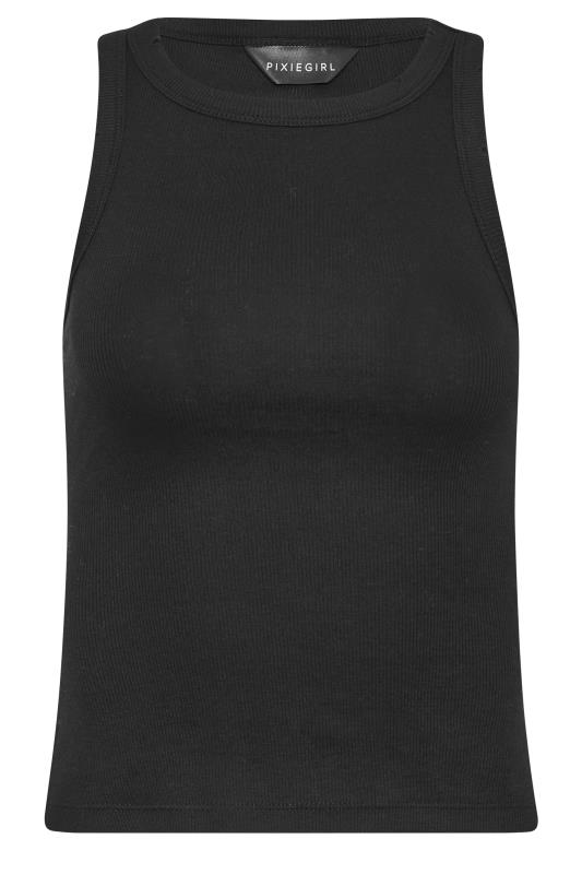 PixieGirl Petite Womens Black Distressed Racer Neck Vest Top | PixieGirl 7