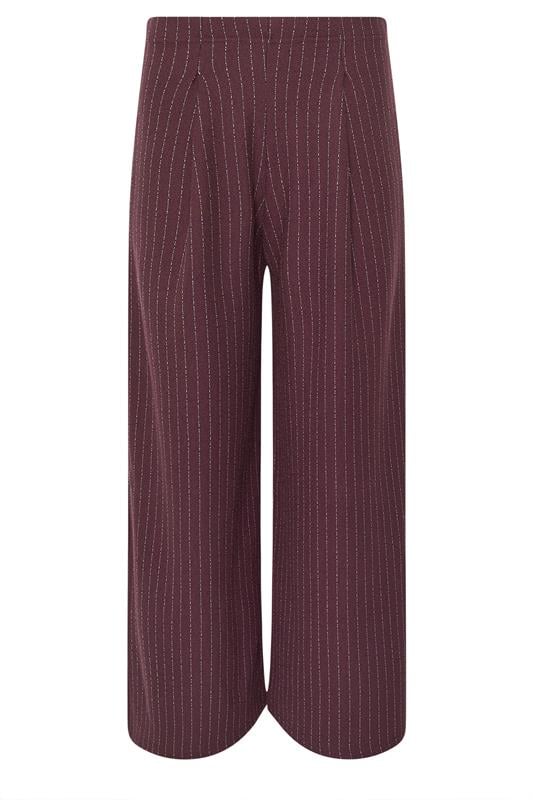 PixieGirl Petite Women's Burgundy Red Pinstripe Palazzo Wide Leg Trousers | PixieGirl 5