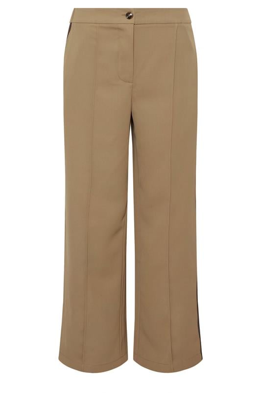 PixieGirl Petite Women's Mocha Brown Side Stripe Wide Leg Trousers | PixieGirl 6