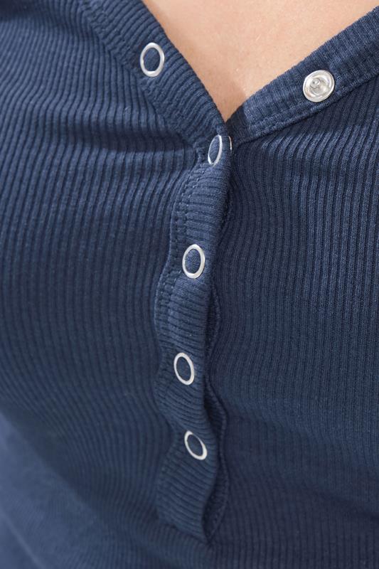 PixieGirl Petite Women's Navy Blue Button Henley Top | PixieGirl 4
