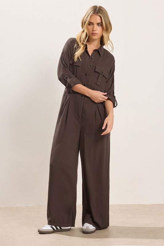 PixieGirl Petite Women's Chocolate Brown Wide Leg Jumpsuit | PixieGirl 3