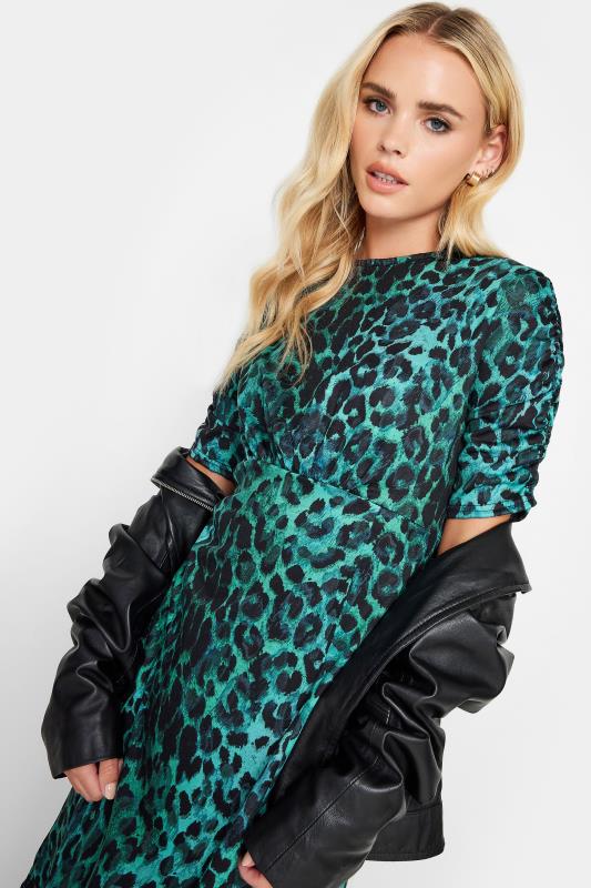 PixieGirl Blue Leopard Print Midi Dress | PixieGirl  4