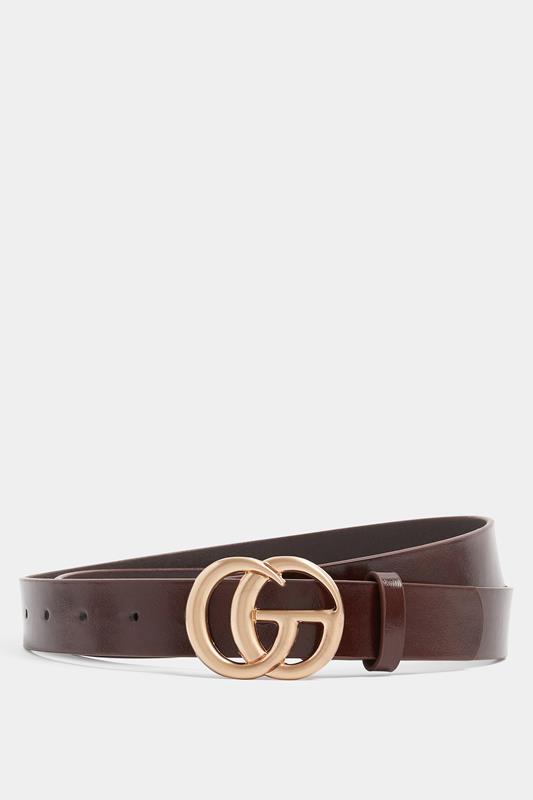  Yours Brown Double Ring Initial Belt