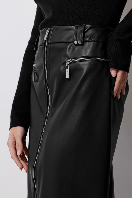 STAR Black Faux Leather Zip Detail Skirt | StarByJM 4