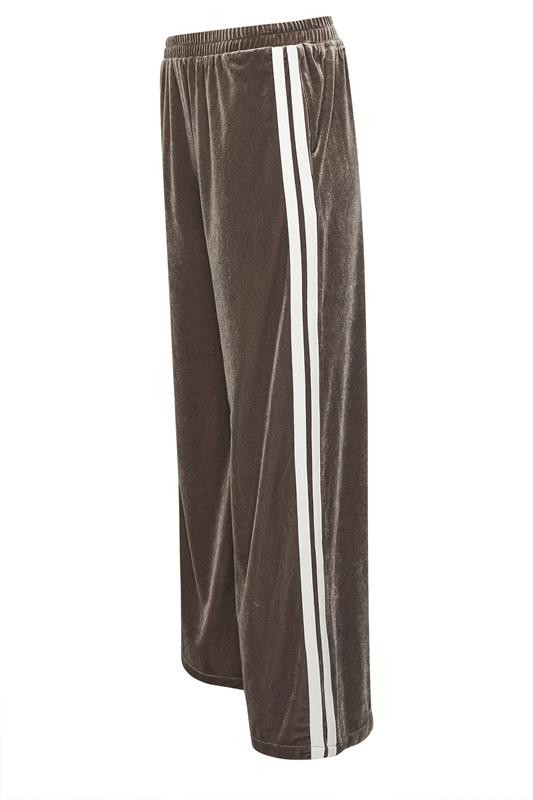  PixieGirl Petite Women's Brown Side Stripe Velvet Wide Leg Trousers | PixieGirl 7