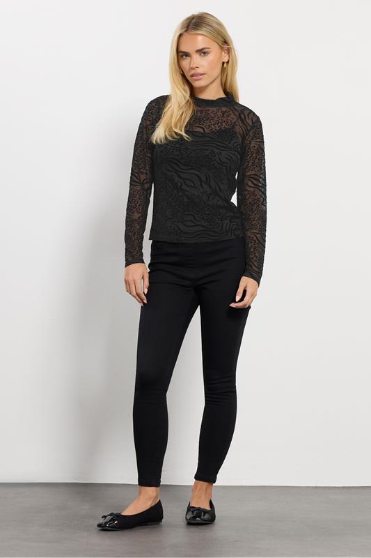 M&Co Petite Black Animal Velvet Top | M&Co 1