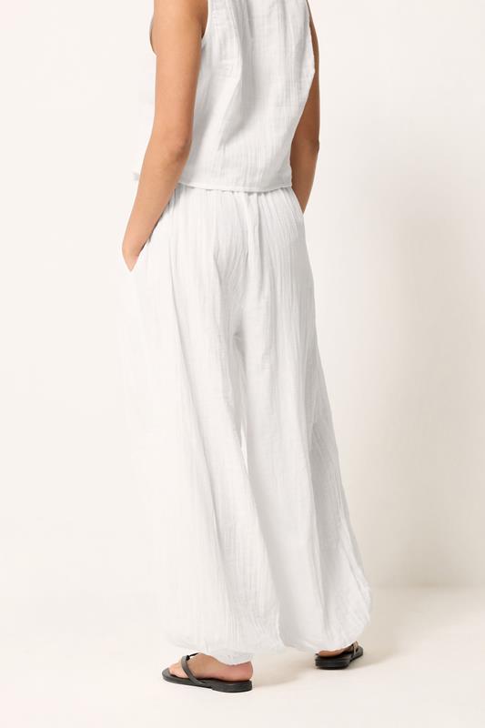 PixieGirl Petite Women's White Cheesecloth Balloon Trousers | PixieGirl 2