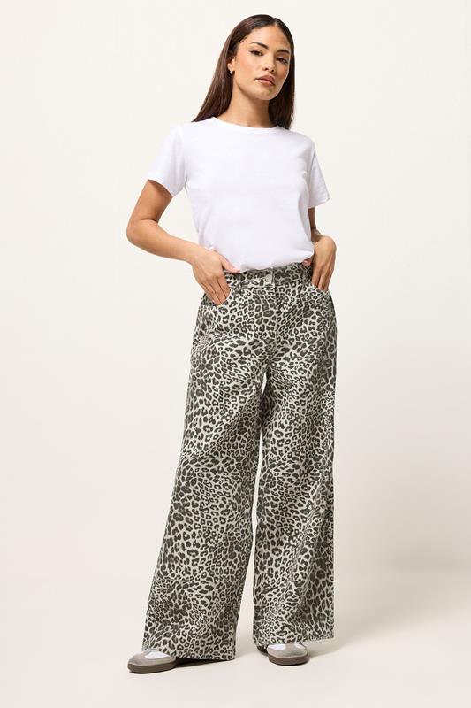 PixieGirl Petite Women's Light Brown Leopard Print Wide Leg Jeans | PixieGirl 2
