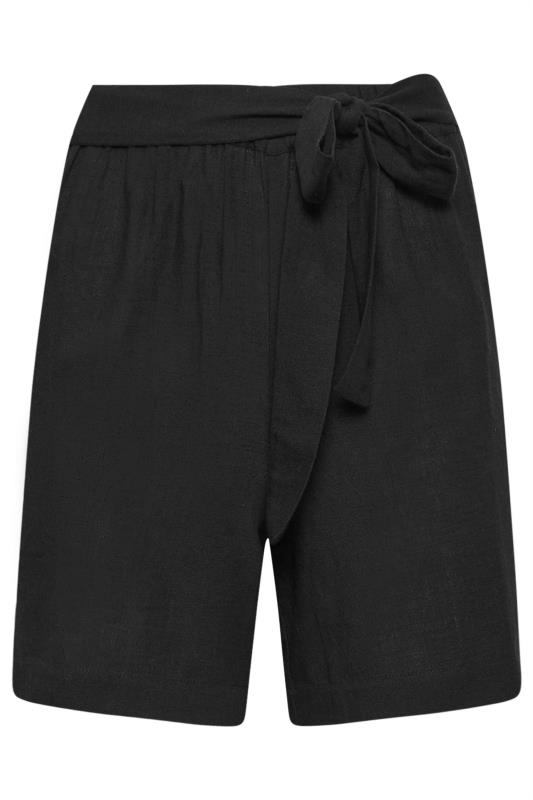 PixieGirl Petite Womens Black Linen Tie Waist Shorts | PixieGirl 5