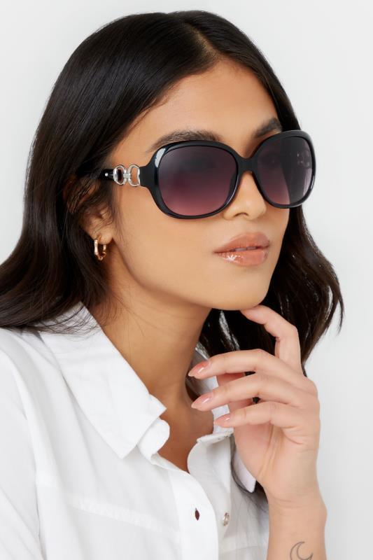 Black Oversized Double Circle Sunglasses | Yours Clothing 1