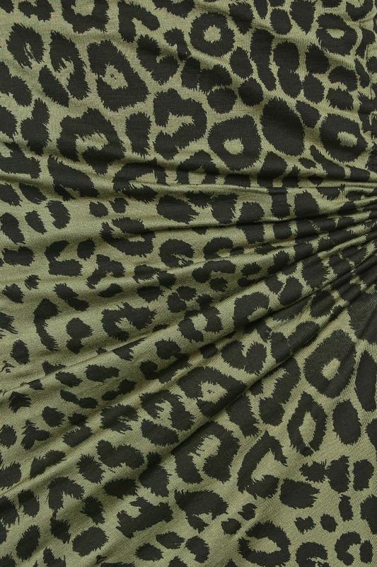 PixieGirl Sage Green Leopard Print Ruched Skirt | PixieGirl 4