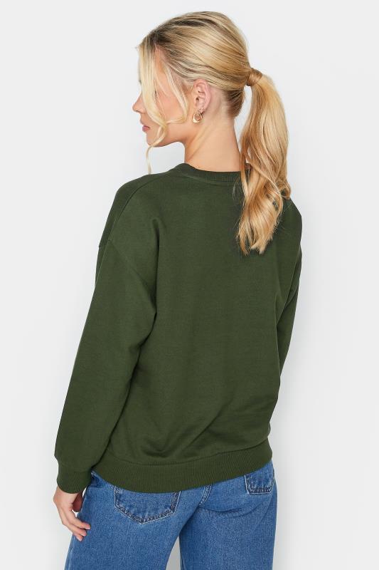Petite Khaki Green Crew Neck Sweatshirt | PixieGirl 4