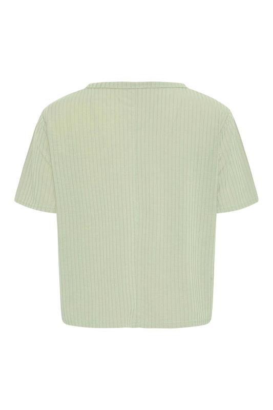Petite Sage Green Ribbed Boxy T-Shirt | PixieGirl 6