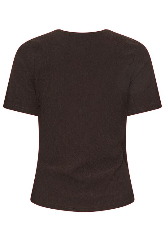 M&Co Petite Chocolate Brown Textured Wrap Top | M&Co 2