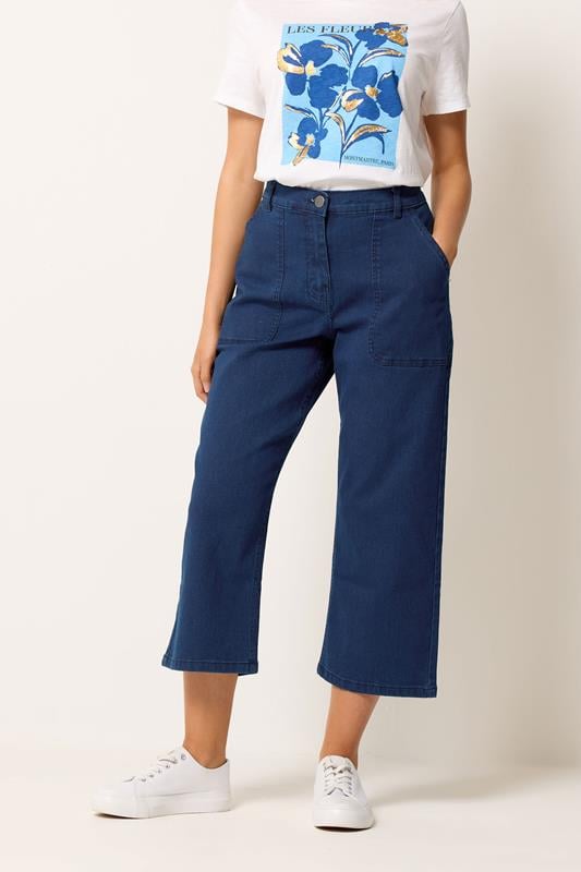  M&Co Indigo Blue Stretch Carpenter Cropped Jeans