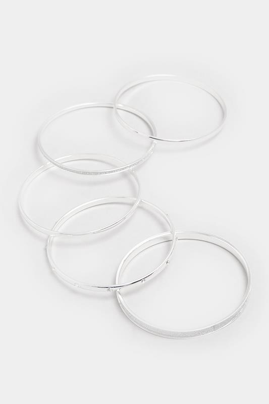 6 PACK Silver Tone Mixed Bangle Set | Yours Clothing 2