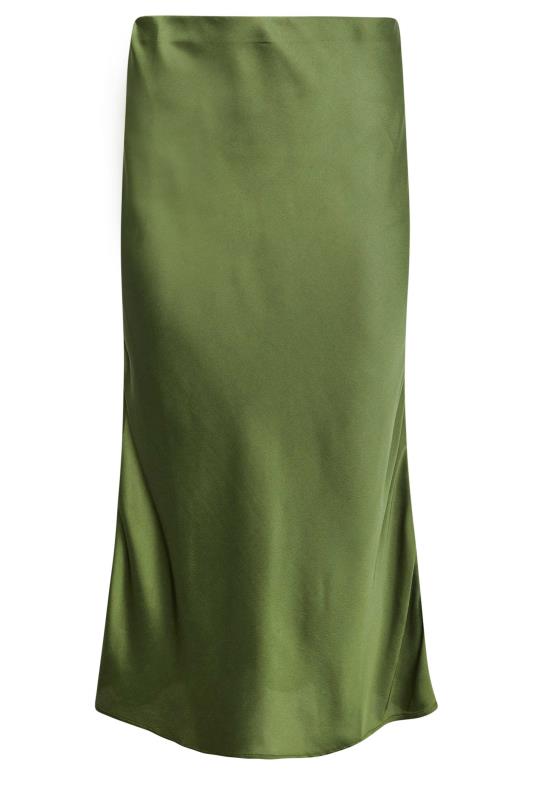 PixieGirl Petite Olive Green Satin Midaxi Skirt | PixieGirl  6