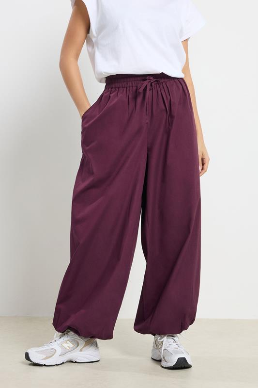 PixieGirl Petite Women's Plum Purple Poplin Balloon Trousers | PixieGirl 2