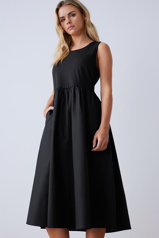 M&Co Petite Black Cotton Sleeveless Dress | M&Co 1
