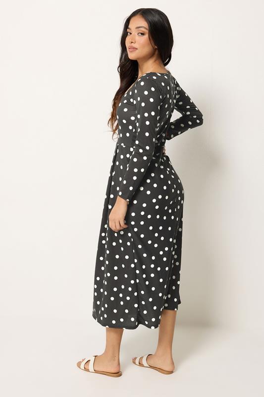 PixieGirl Petite Black Polka Dot Midi Dress | PixieGirl