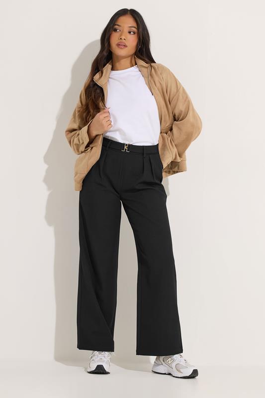  PixieGirl Petite Black Buckle Wide Leg Trousers