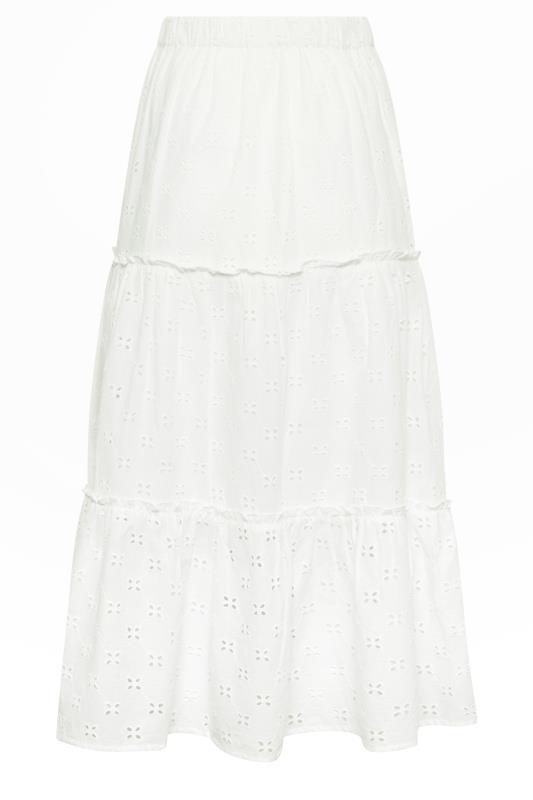 Petite White Broderie Maxi Skirt | PixieGirl 4