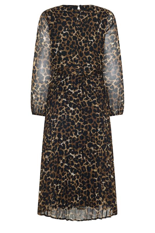 M&Co Petite Brown Animal Print Pleated Chiffon Dress | M&Co 2
