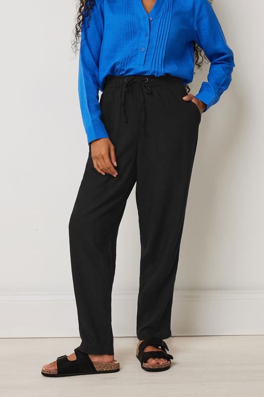  M&Co Petite Black Linen Joggers