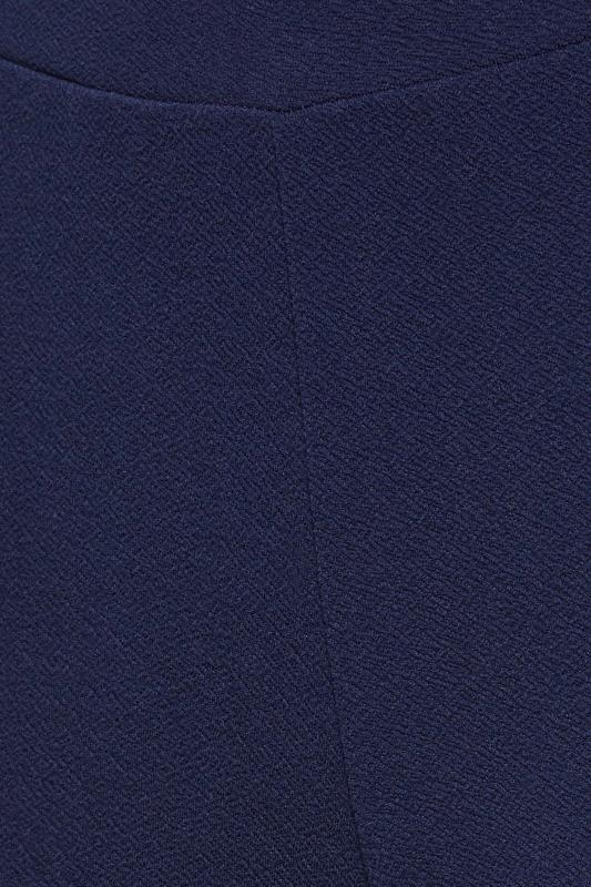 Petite Navy Blue Textured Slim Leg Trousers | PixieGirl 3