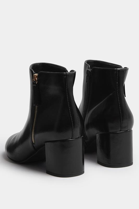 Black Faux Leather Block Heel Ankle Boots In Wide E Fit & Extra Wide EEE Fit | Yours Clothing 5