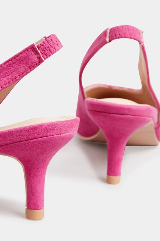 PixieGirl Pink Slingback Kitten Heel Court Shoes In Standard Fit | PixieGirl 3
