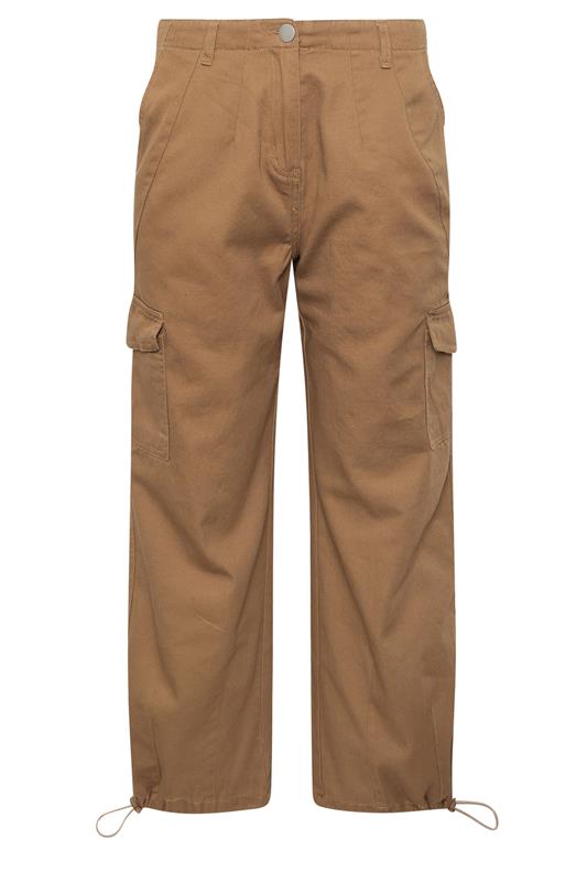 PixieGirl Petite Women's Brown Cuffed Cotton Cargo Trousers | PixieGirl 5