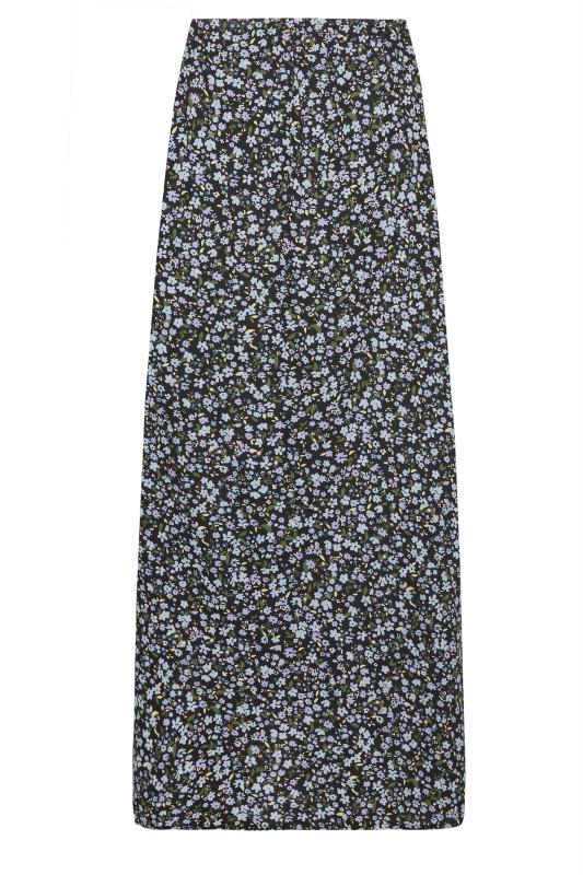 PixieGirl Petite Womens Black & Blue Floral Print Midaxi Skirt | PixieGirl 5