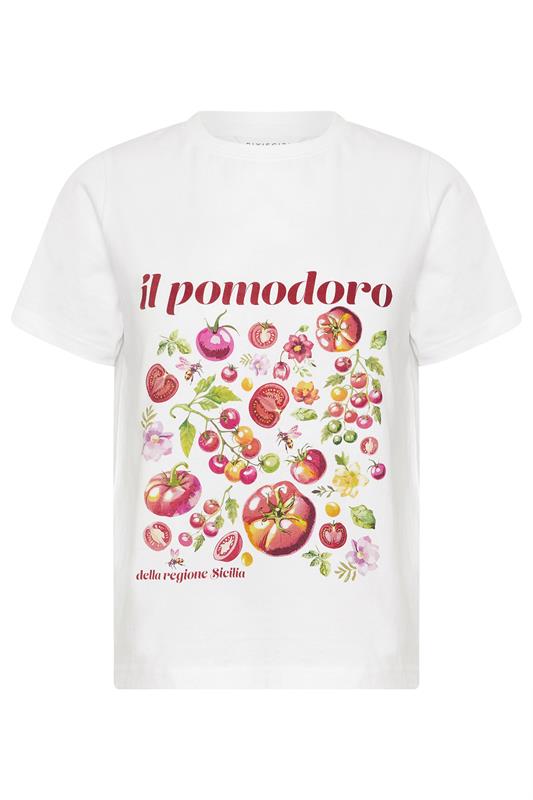 PixieGirl Petite Women's White Tomato Cotton Graphic T-Shirt | PixieGirl 6