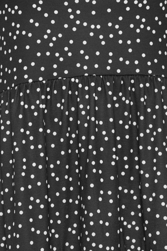 PixieGirl Black Polka Dot Tiered Midi Dress | PixieGirl 5
