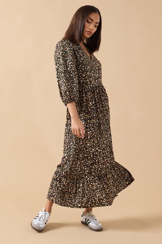 PixieGirl Petite Women's Brown Animal Collar Maxi Dress | PixieGirl 2