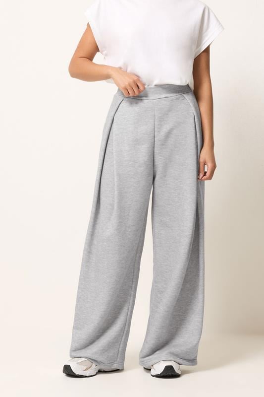 PixieGirl Petite Women's Grey Marl Pleated Wrap Trousers | PixieGirl  1