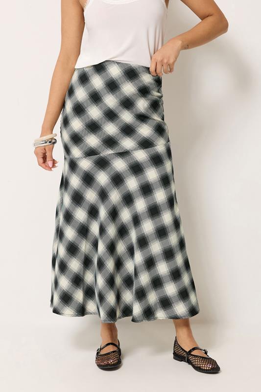 PixieGirl Petite Women's Black Blurred Check Maxi Skirt | PixieGirl 1