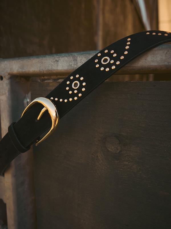 Plus Size  Yours Black Faux Suede Stud Detail Belt