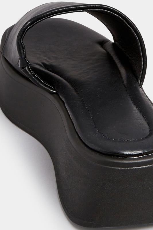 PixieGirl Black Flatform Mule Sandals In Standard Fit | PixieGirl 4