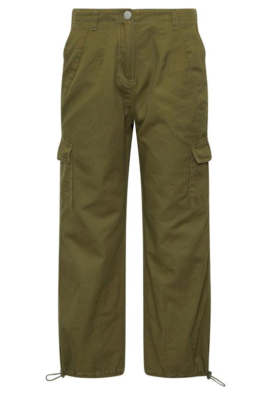 PixieGirl Petite Women's Khaki Green Cuffed Cotton Cargo Trousers | PixieGirl 5
