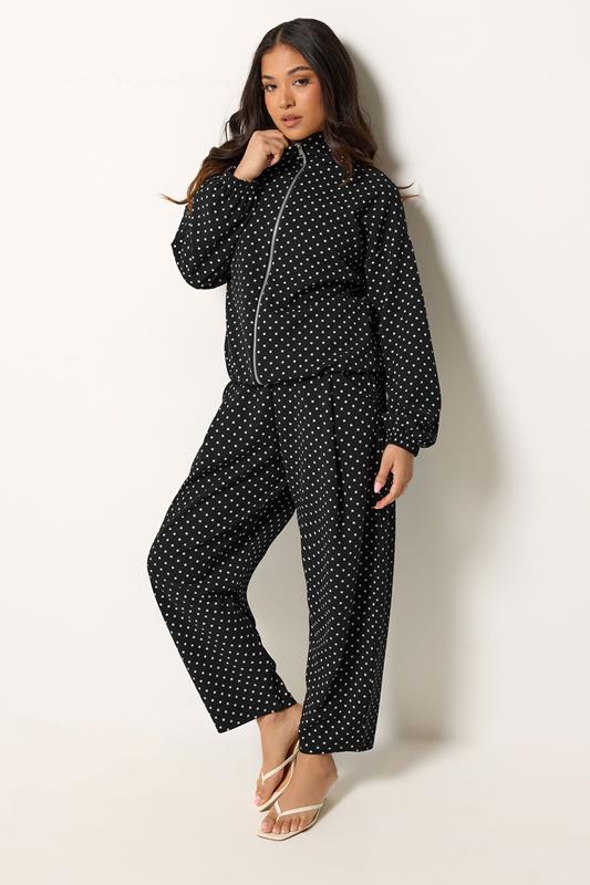 PixieGirl Petite Women's Black Polka Dot Funnel Neck Jacket | PixieGirl 1