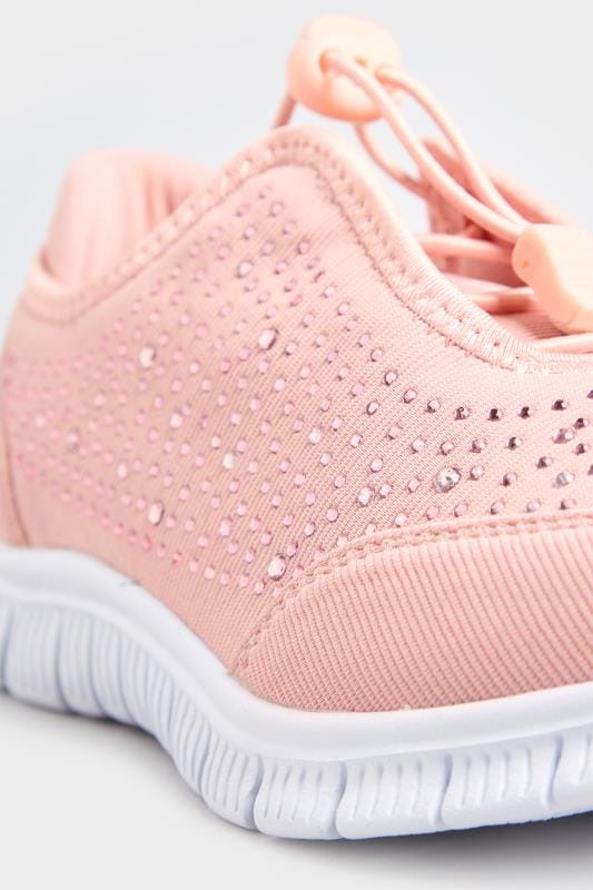 Pink Embellished Trainers In Wide E Fit & Extra Wide EEE Fit | Yours Clothing 5