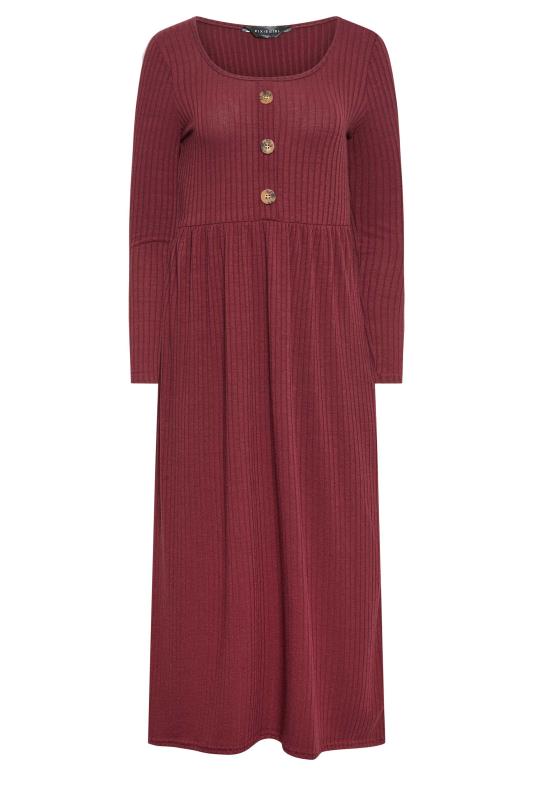PixieGirl Berry Red Ribbed Long Sleeve Button Dress | PixieGirl  5
