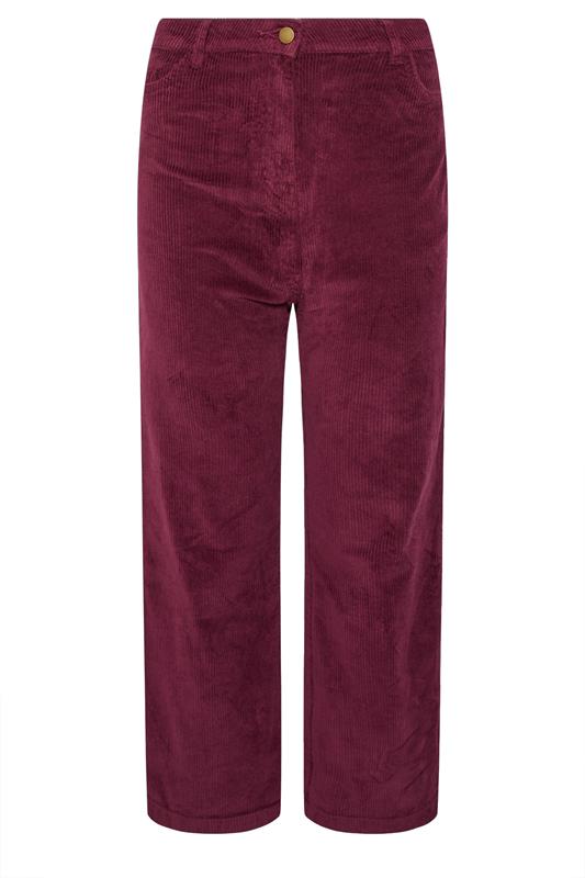 M&Co Petite Berry Red Cord Wide Leg Trousers | M&Co 5